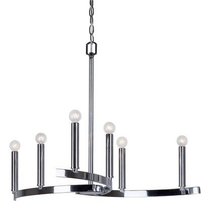 7075-06-55-Forte Lighting-Wyatt - 6 Light Chandelier-21.5 Inches Tall and 27.25 Inches Wide-Brushed Nickel Finish -Traditional Installation
