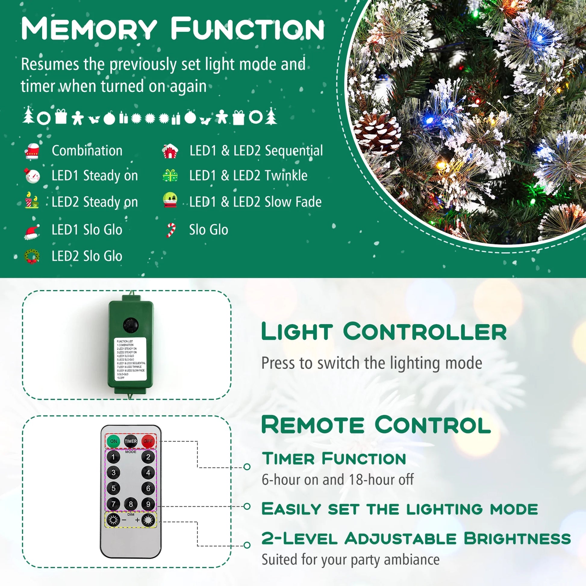 Costway 9 FT Artificial Christmas Tree with 360? Quick Power Connector 1714 Pine Needles