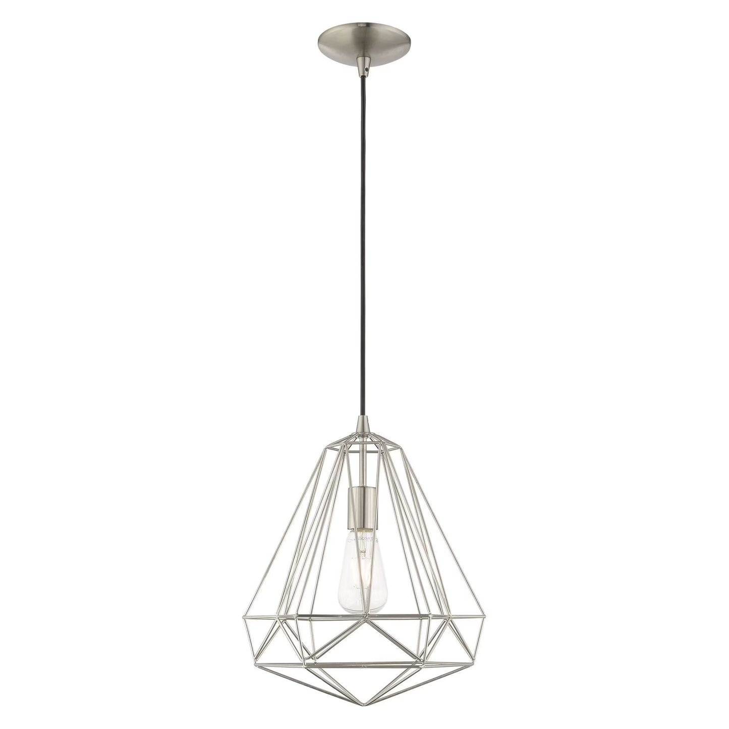 41324-69-Livex Lighting-Knox - 1 Light Pendant In Geometric Style-18 Inches Tall and 12.25 Inches Wide-Shiny White Finish -Traditional Installation