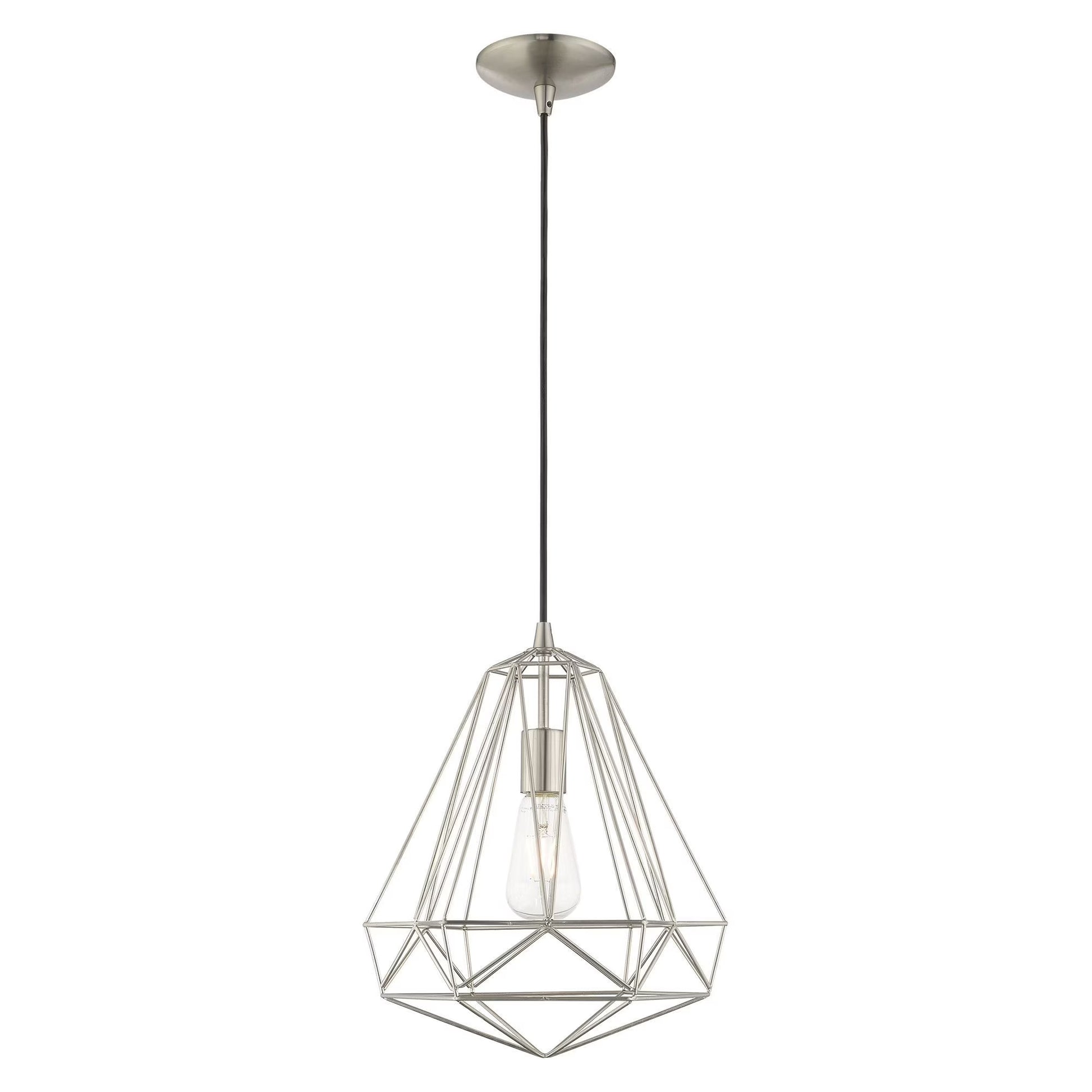 41324-69-Livex Lighting-Knox - 1 Light Pendant In Geometric Style-18 Inches Tall and 12.25 Inches Wide-Shiny White Finish -Traditional Installation