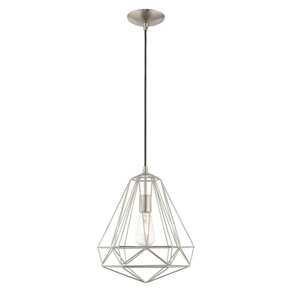 41324-69-Livex Lighting-Knox - 1 Light Pendant In Geometric Style-18 Inches Tall and 12.25 Inches Wide-Shiny White Finish -Traditional Installation