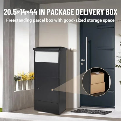 Huloretions Package Delivery Boxes for Outside,Large Package Delivery Drop Box,Galvanized Steel Parcel MailboxCode Lock & Mounting Hardware,Parcel Drop Box for Porch,Curbside