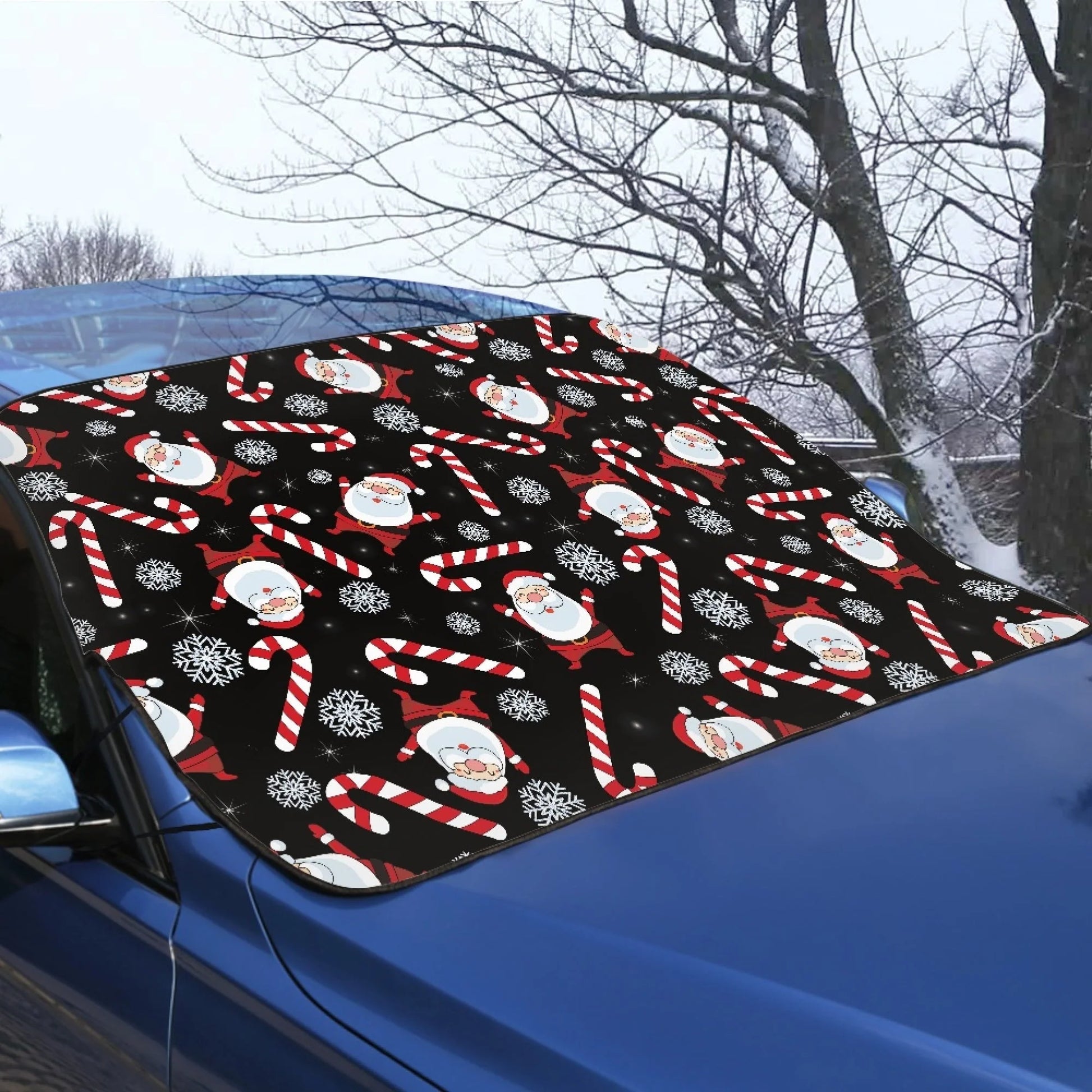 Bivenant Store Christmas Theme Windshield Snow Ice Cover, Protects Windshield and Wipers from Weatherproof, Rain, Sun, Frost, Vehicles, Cars Trucks Vans and SUVs,55.9"x37.7"