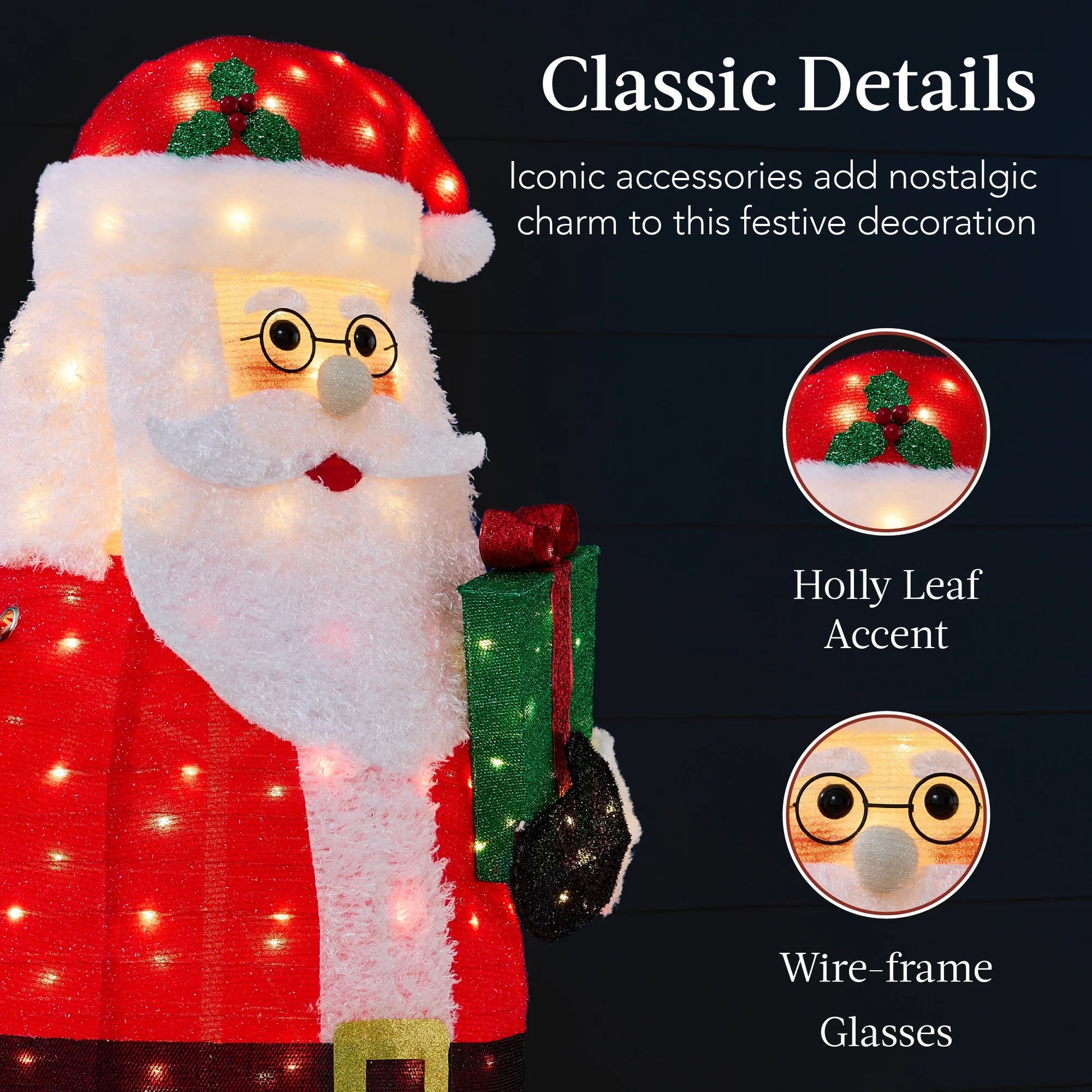 Best Choice Products 5ft Lighted Pop-Up Santa Claus, Outdoor Christmas Holiday Decoration w/250 LED Lights, Hat, Gift