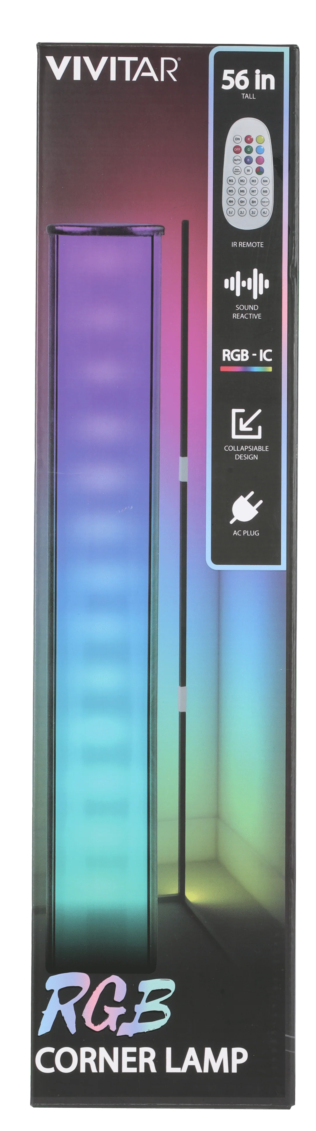 Vivitar RGB Corner Light Bar, Reacts to Music and Sound with LED Lighting Features with Remote