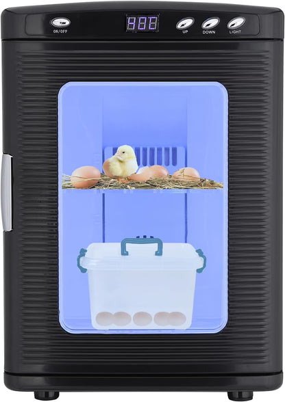Garvee 25L Reptile Incubator for Hatching Eggs - Portable Scientific Laboratory Incubator, Temperature Controlled 10° C-60° C for Small Reptiles, Cooling and Heating Digital Incubator, 12V/110V Black