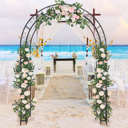Ktaxon Garden Arbor, Arch Archway for Wedding Ceremony Party, Steel Garden Trellis for Plant Climbing, Christmas Garden Decorations Pergola for Garden, Backyard, Lawn