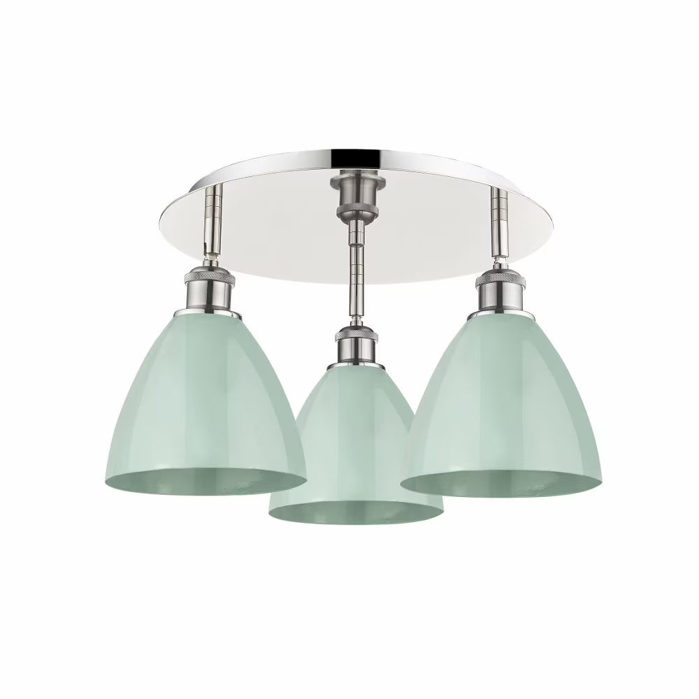 516-3C-AB-MBD-75-BL-Innovations Lighting-Ballston Dome - 3 Light Flush Mount In Industrial Style-10 Inches Tall and 19.25 Inches Wide-Antique Brass