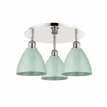 516-3C-AB-MBD-75-BL-Innovations Lighting-Ballston Dome - 3 Light Flush Mount In Industrial Style-10 Inches Tall and 19.25 Inches Wide-Antique Brass