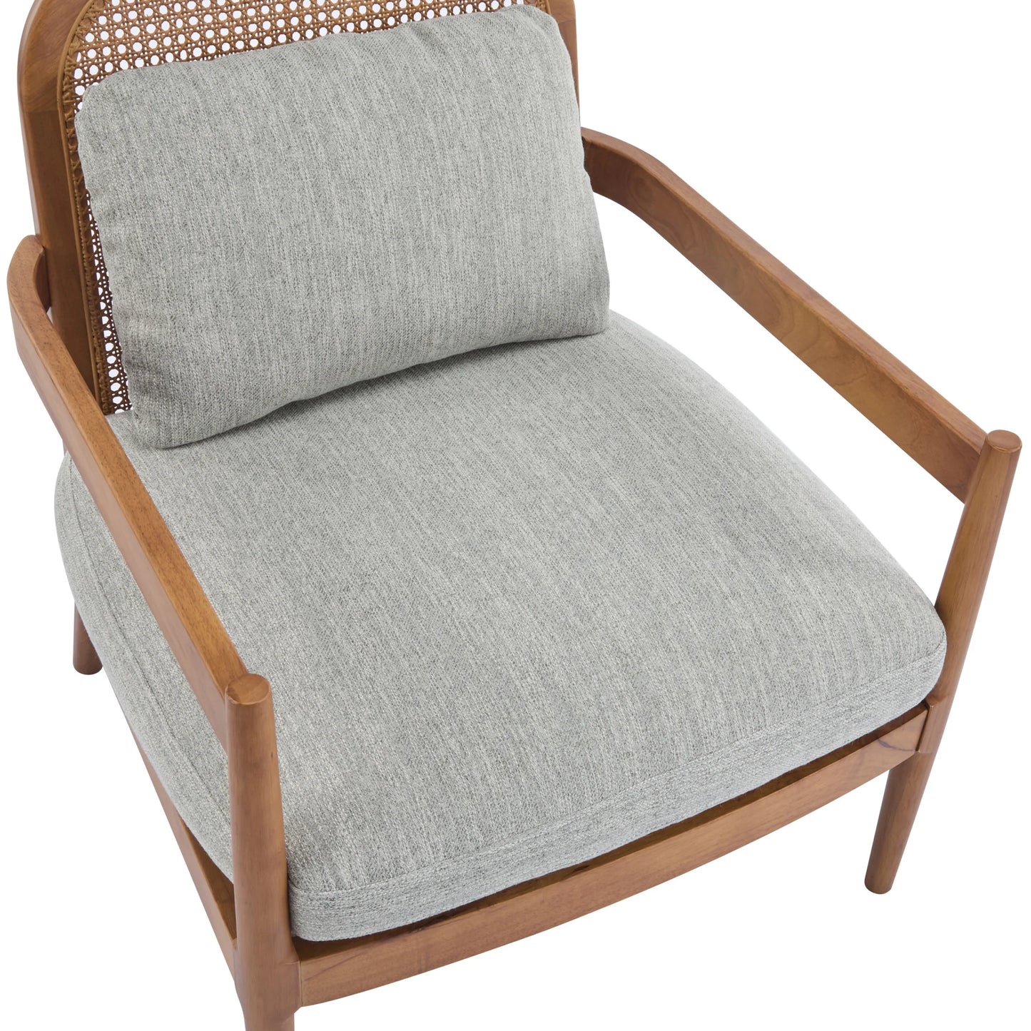 Christopher Knight Home Mid-Century Modern Accent Chairs, Wood Frame with Rattan Backrest, Grayish Green, Set of 2