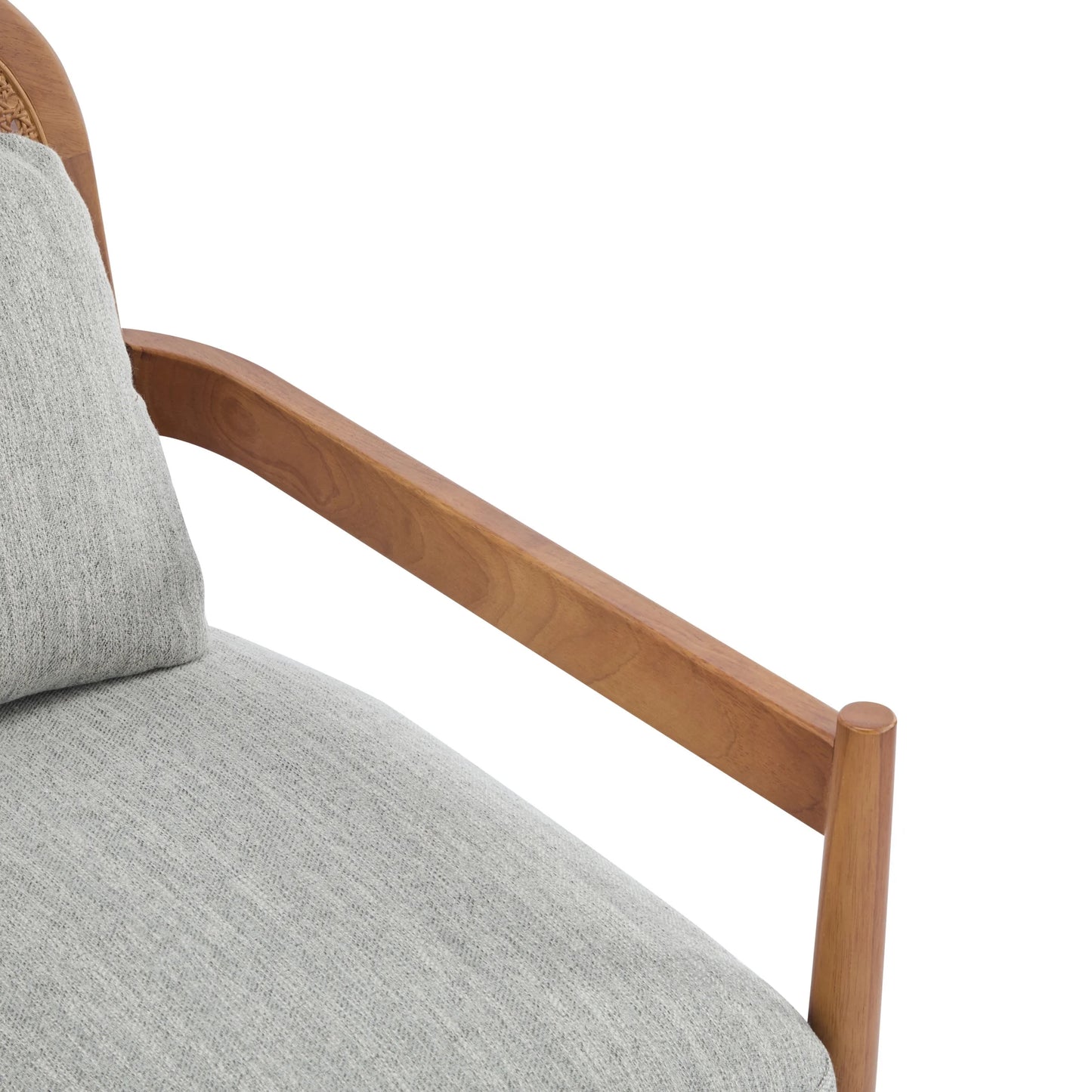 Christopher Knight Home Mid-Century Modern Accent Chairs, Wood Frame with Rattan Backrest, Grayish Green, Set of 2