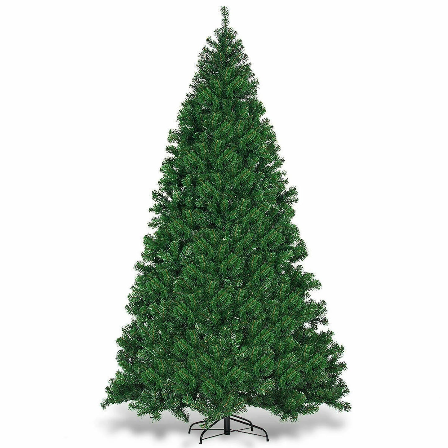 Costway 9Ft Pre-Lit PVC Christmas Tree Hinged 700 LED Lights Green
