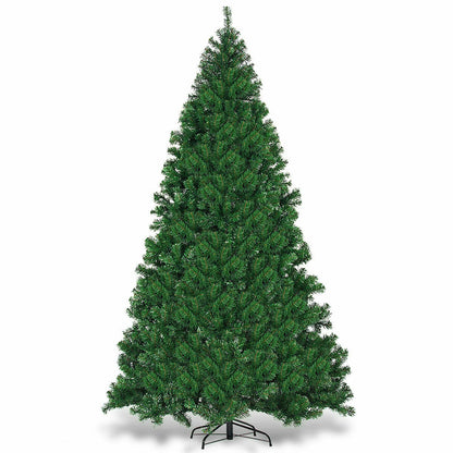Costway 9Ft Pre-Lit PVC Christmas Tree Hinged 700 LED Lights Green