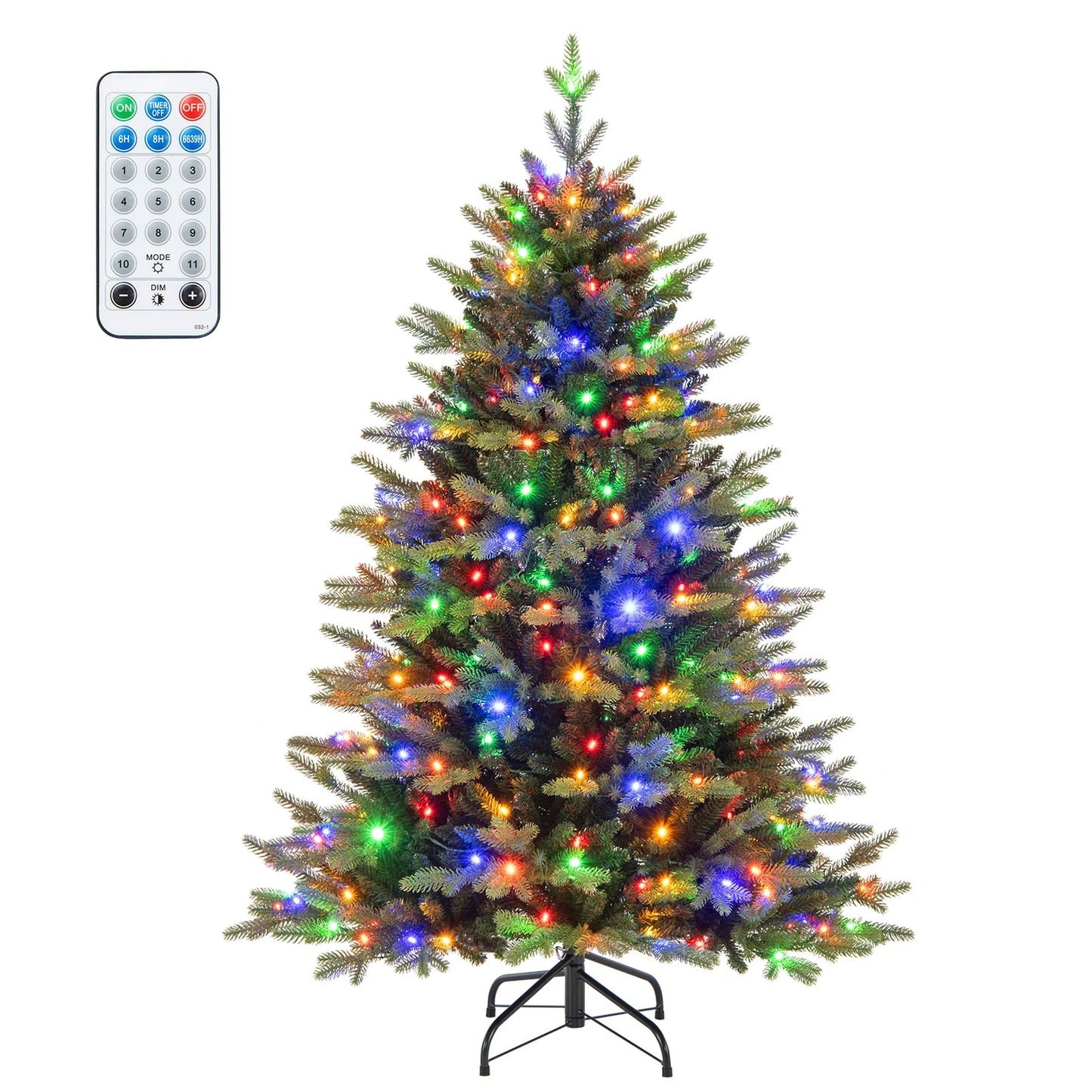 Costway 5 FT Pre-Lit Christmas Tree Hinged with 250 Multi-color Lights & 844 Branch Tips