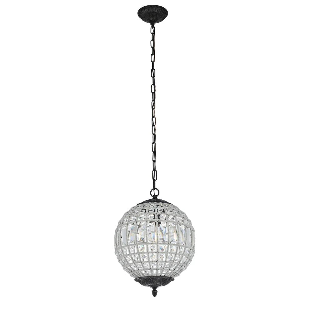 Elegant Lighting Olivia 12" Royal Crystal Pendant Lamp in Bronze
