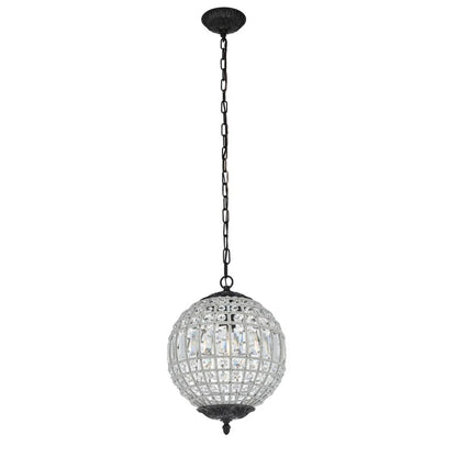 Elegant Lighting Olivia 12" Royal Crystal Pendant Lamp in Bronze