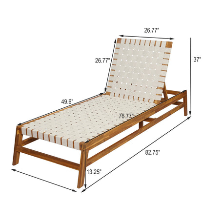 Christopher Knight Home Outdoor Wood Chaise Lounge Chair, Adjustable 4-Position Recliner with Rope Seat, Teak