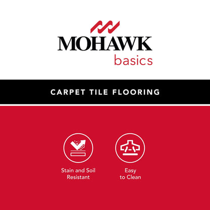 Mohawk Basics 24" x 24" Carpet Tile with EnviroStrand PET Fiber in Stone Walk (96 sq ft per carton)