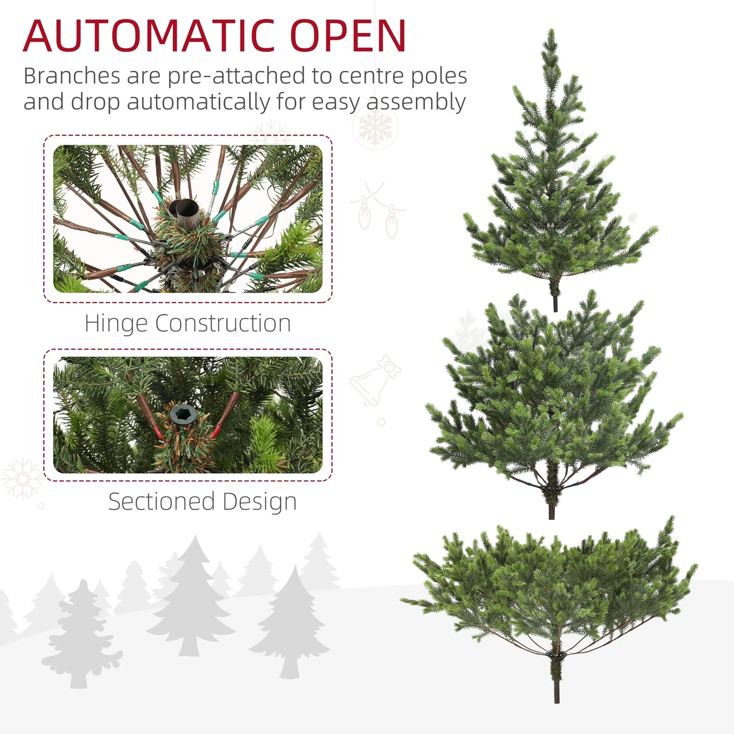 HOMCOM 6ft Artificial Sparse Christmas Tree with Steel Stand and 1933 Tips for Home Office Holiday