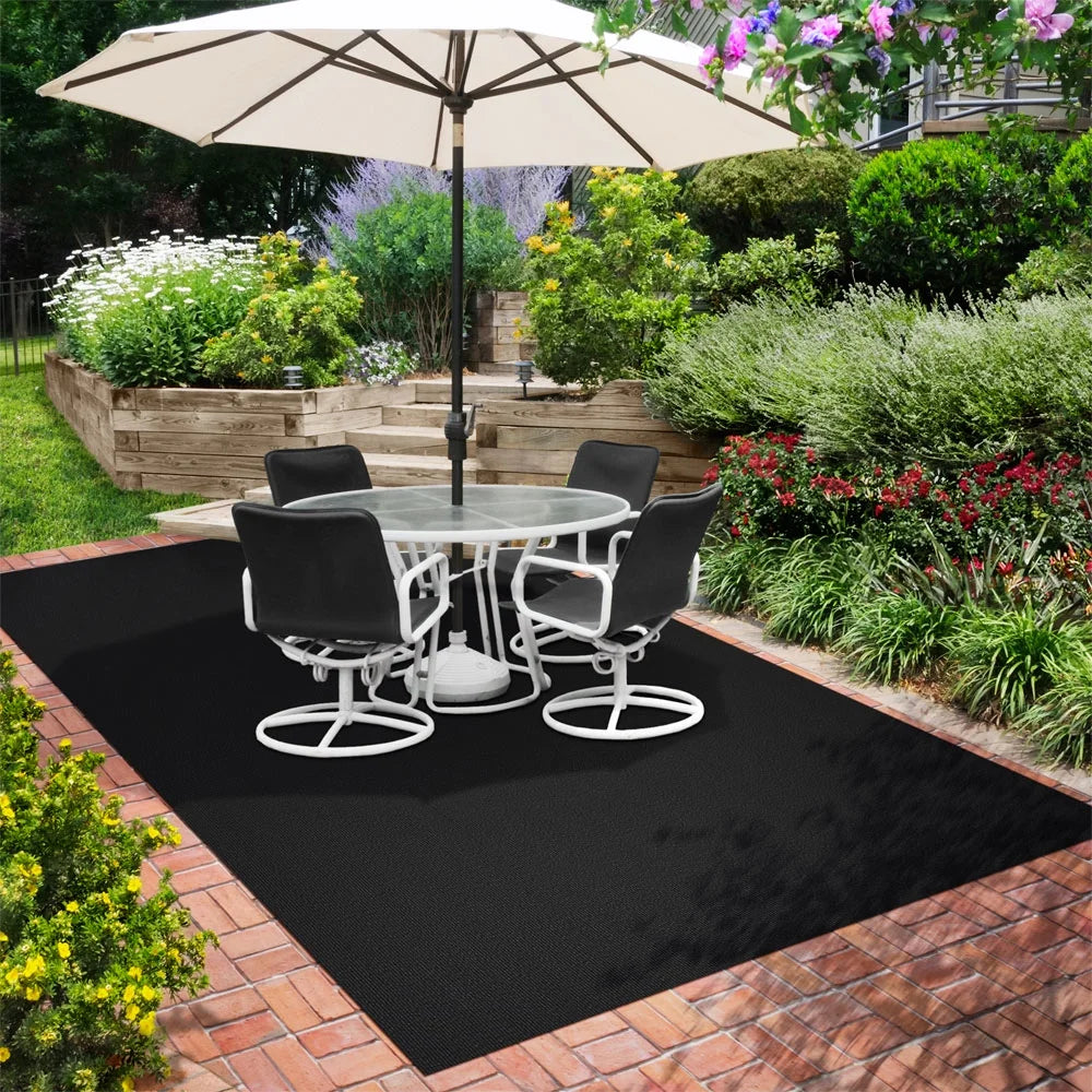 House Home & More Black 6' x 10' Indoor/Outdoor Ribbed Carpet Roll for Boat, Basement, or Garage