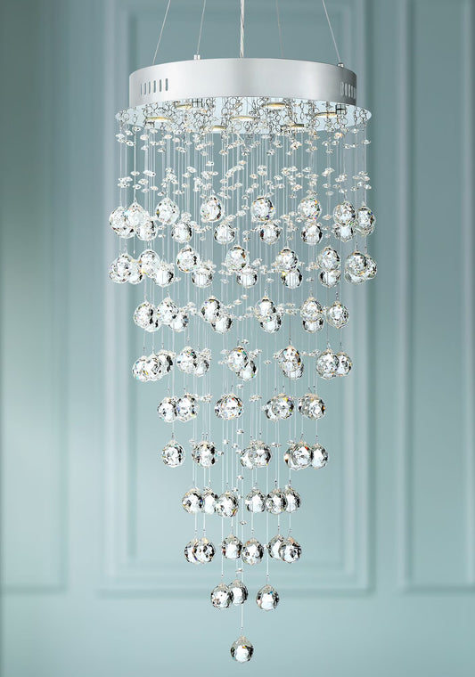Vienna Full Spectrum Aida Chrome Chandelier Lighting 18" Wide Modern Pouring Crystal Glass Globes 7-Light Fixture for Dining Room House Kitchen Island