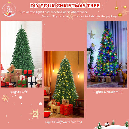 Costway 7ft Pre-lit Hinged Christmas Tree w/Remote Control & 9 Lighting Modes