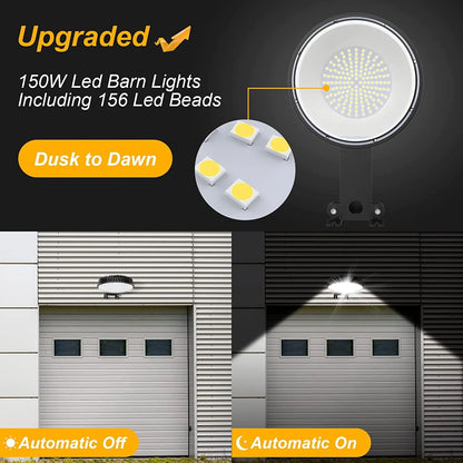 150W 15000LM LED Barn Light Dusk to Dawn Outdoor Security Lighting Waterproof Area Security Lights