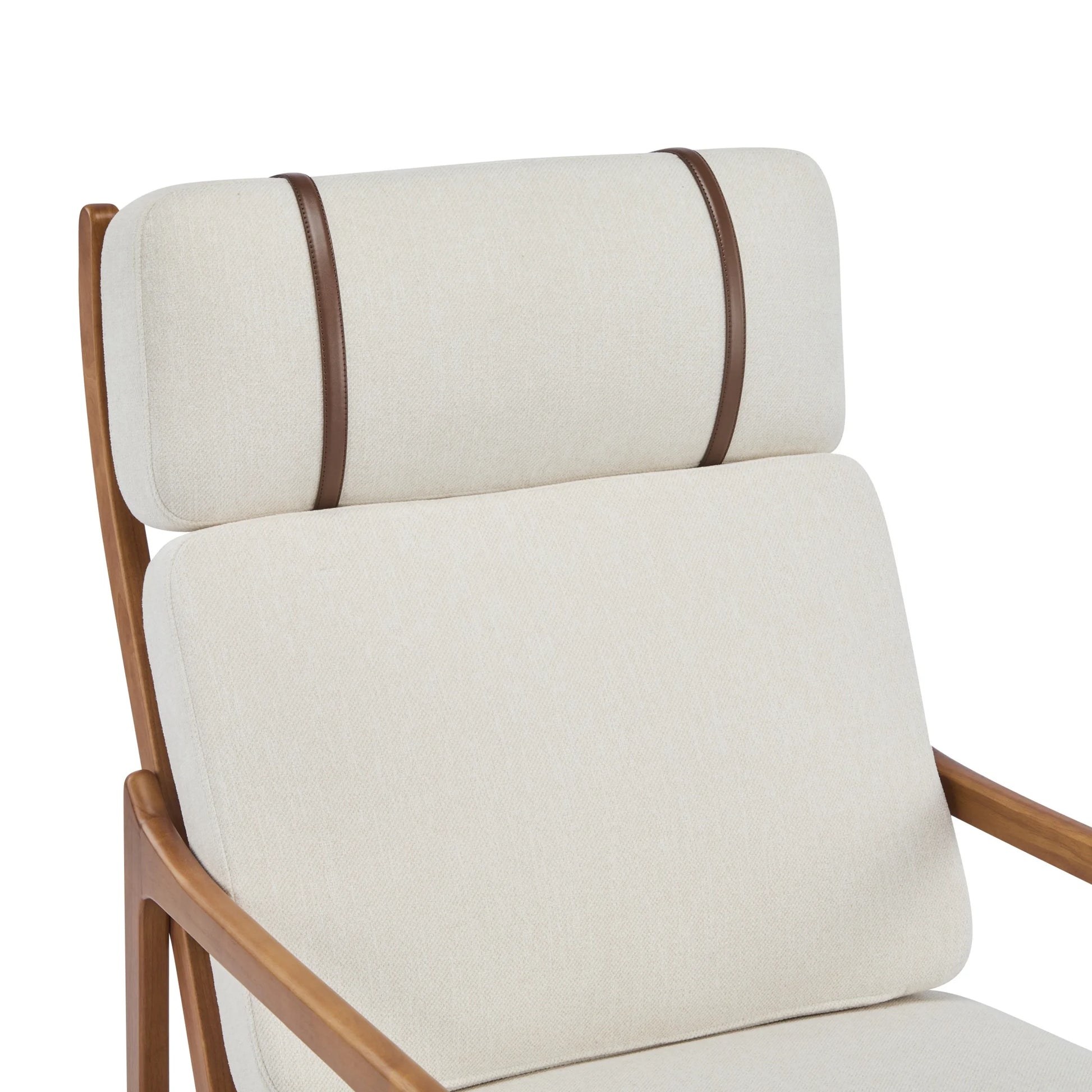 Christopher Knight Home Mid-Century Modern Accent Chair, Solid Wood Frame with High Back, Beige Cushions