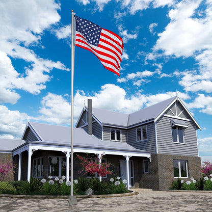 Yescom 20 Ft Aluminum Sectional Flagpole Kit 3'x5' US American Flag Gold Ball Kit Hardware Outdoor Garden Halyard Pole