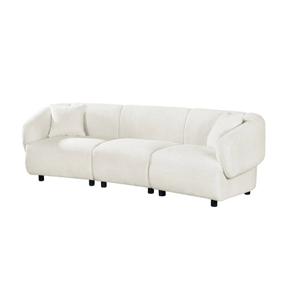 Christopher Knight Home 98.5" Curved Contemporary 3-Seat Sofa with Upholstered Plush Seating, Beige