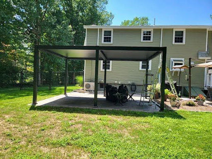 Freestanding Villa Pergola with Motorization and LED Lighting Included, 19' x 13', White