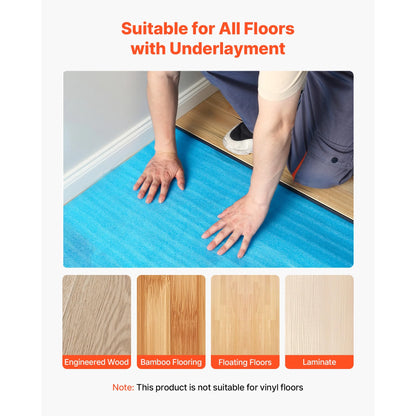 KFFKFF Floor Underlayment 600 sq. ft, 3-in-1 2 mm Thick Padding with Tape & Moisture Barrier, Durable EPE Foam for Sound Dampening & Noise Control, Suitable for Laminate Wood (6 Rolls x 100 sq. ft)