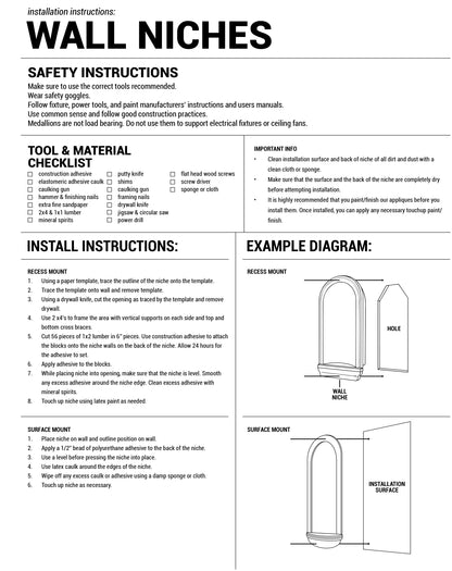 Ekena Millwork 15 1/2"W x 31 1/2"H x 7 3/8"D, Smooth Niche, Surface Mount