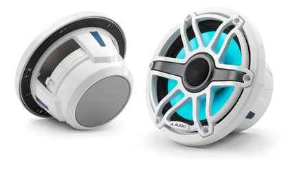 JL Audio M6-770X-S-GwGw-i 7.7-inch Marine Coaxial Speakers with Transflective LED Lighting, Gloss White