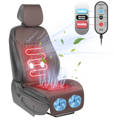 Paffenery 2025 Heating and Cooling Seat Cover Front Seat, 12V-24V Ventilated Cooling Car Seat Cushion, Cooled Seat Cover for Car SUV Truck Universal Fit, Fashion Black