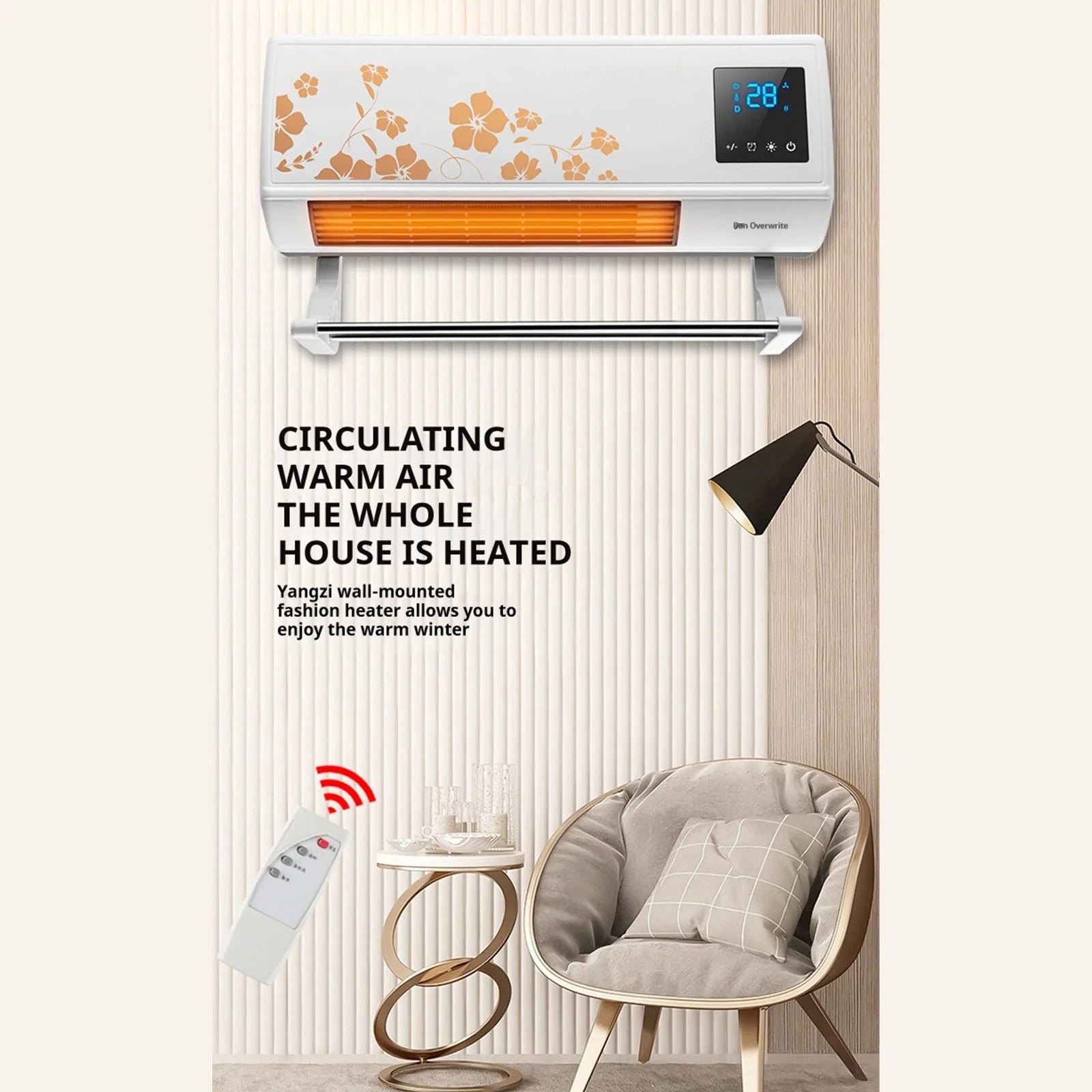 FYHALE 8,000 btu 115V Wall-mounted Air Conditioner with Remote Control (Heating and Cooling)