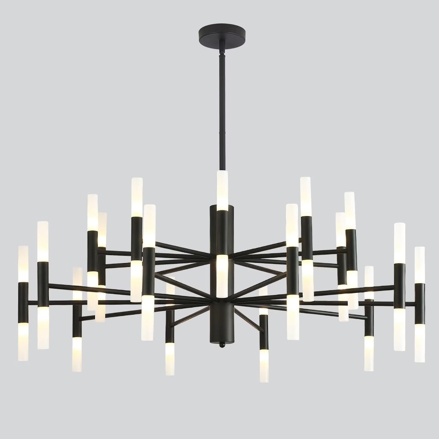 KCO Lighting Black Sputnik Light Fixture, Vintage Chandelier 40 Lights, Mid Century Modern LED Farmhouse Ceiling Light