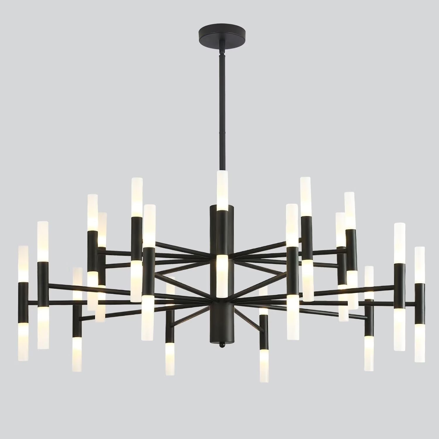 KCO Lighting Black Sputnik Light Fixture, Vintage Chandelier 40 Lights, Mid Century Modern LED Farmhouse Ceiling Light