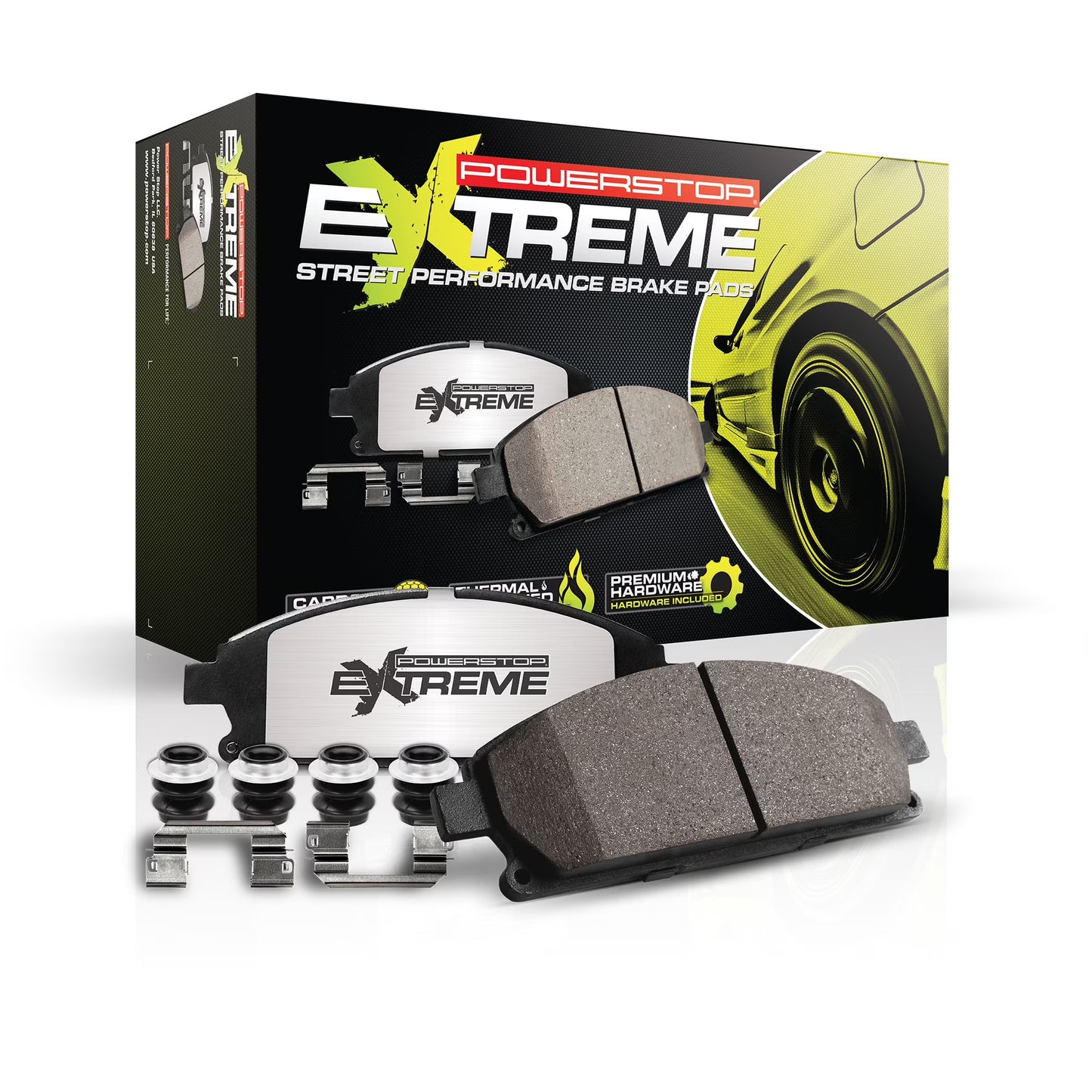 Power Stop Front Z26 Street Warrior Carbon-Fiber Ceramic Brake Pads with Hardware Z26-2195