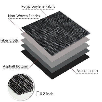 LITA Dark Grey 24" x 24" Carpet Tiles Reusable DIY Carpet Squares for Home Commercial, 18 Pcs (72 Sq.Ft)