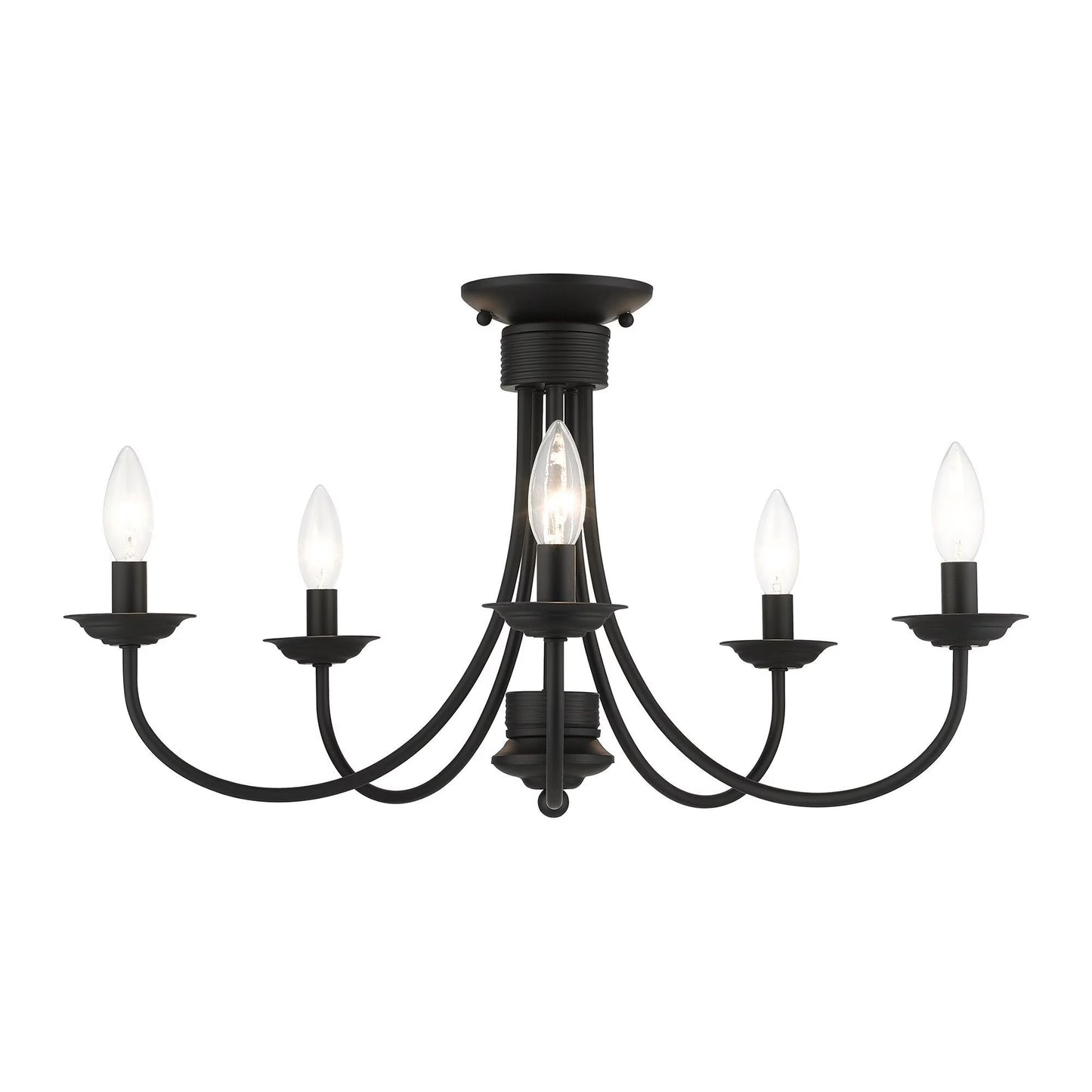 42684-91-Livex Lighting-Estate - 5 Light Large Semi-Flush Mount In Style-13.25 Inches Tall and 24 Inches Wide-Brushed Nickel Finish