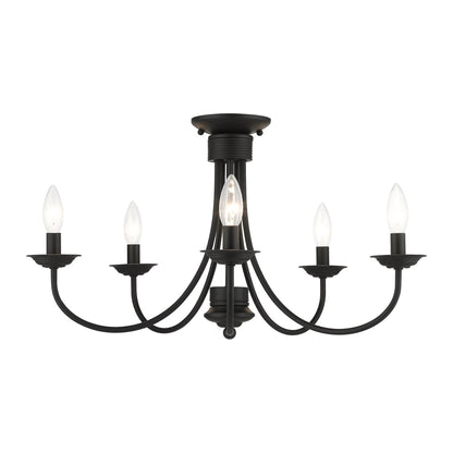 42684-91-Livex Lighting-Estate - 5 Light Large Semi-Flush Mount In Style-13.25 Inches Tall and 24 Inches Wide-Brushed Nickel Finish