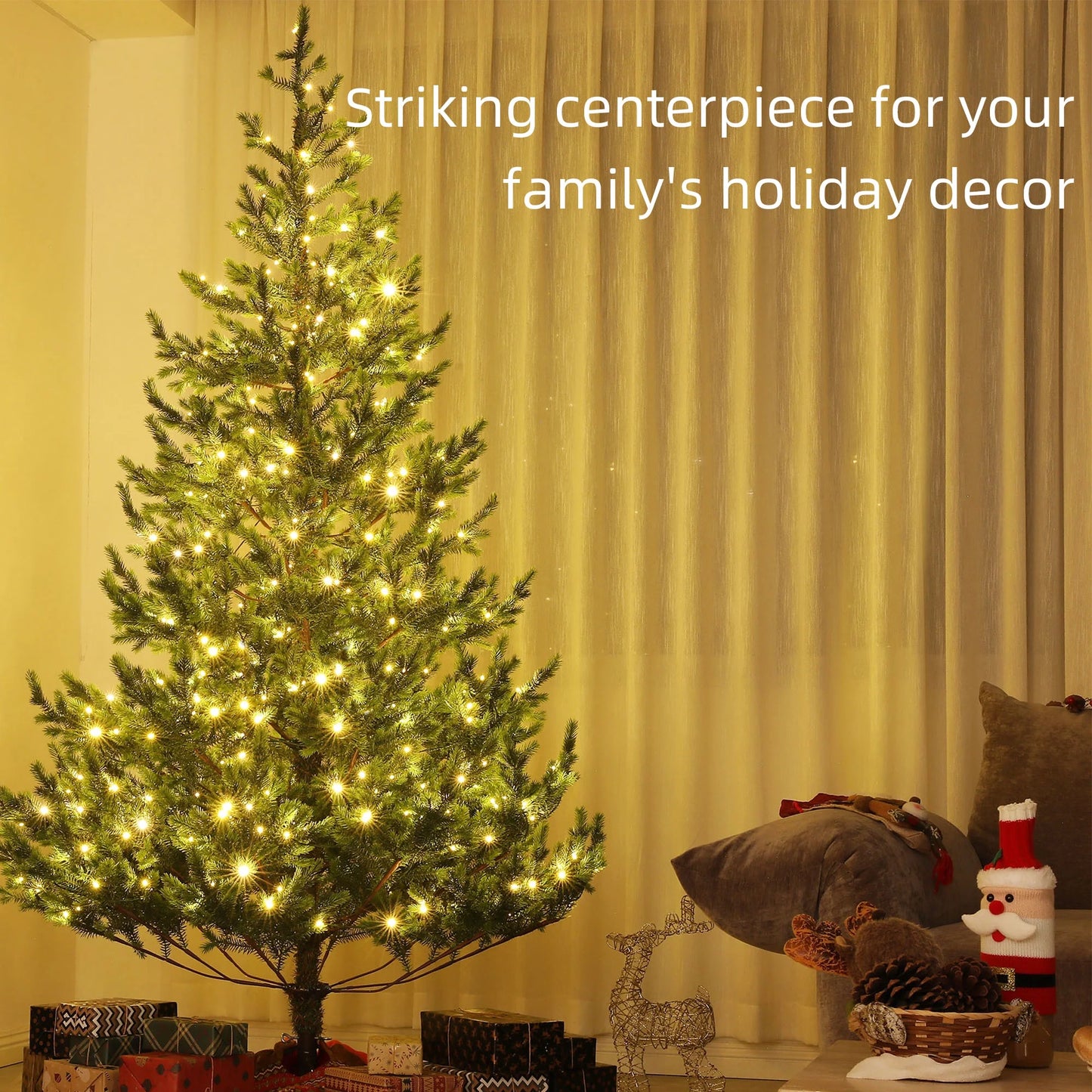 HOMCOM 6ft Artificial Sparse Christmas Tree with Steel Stand and 1933 Tips for Home Office Holiday