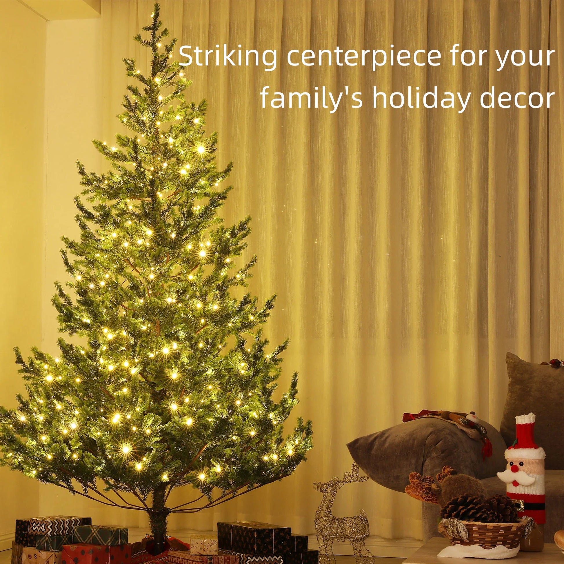 HOMCOM 6ft Artificial Sparse Christmas Tree with Steel Stand and 1933 Tips for Home Office Holiday