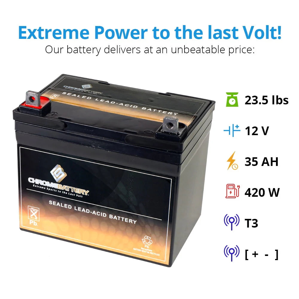 Chrome Battery 12V 35Ah Battery for Gravely Corporation 1132 Lawnmower