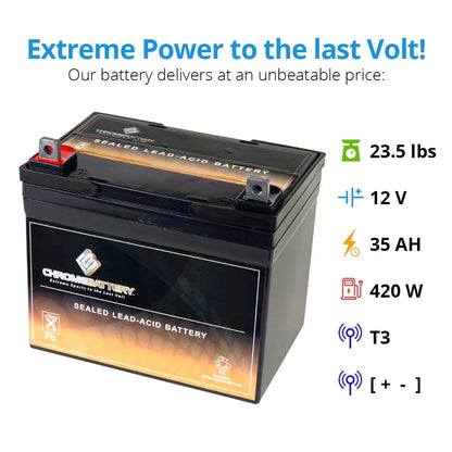 Chrome Battery 12V 35Ah Battery for Gravely Corporation 1132 Lawnmower