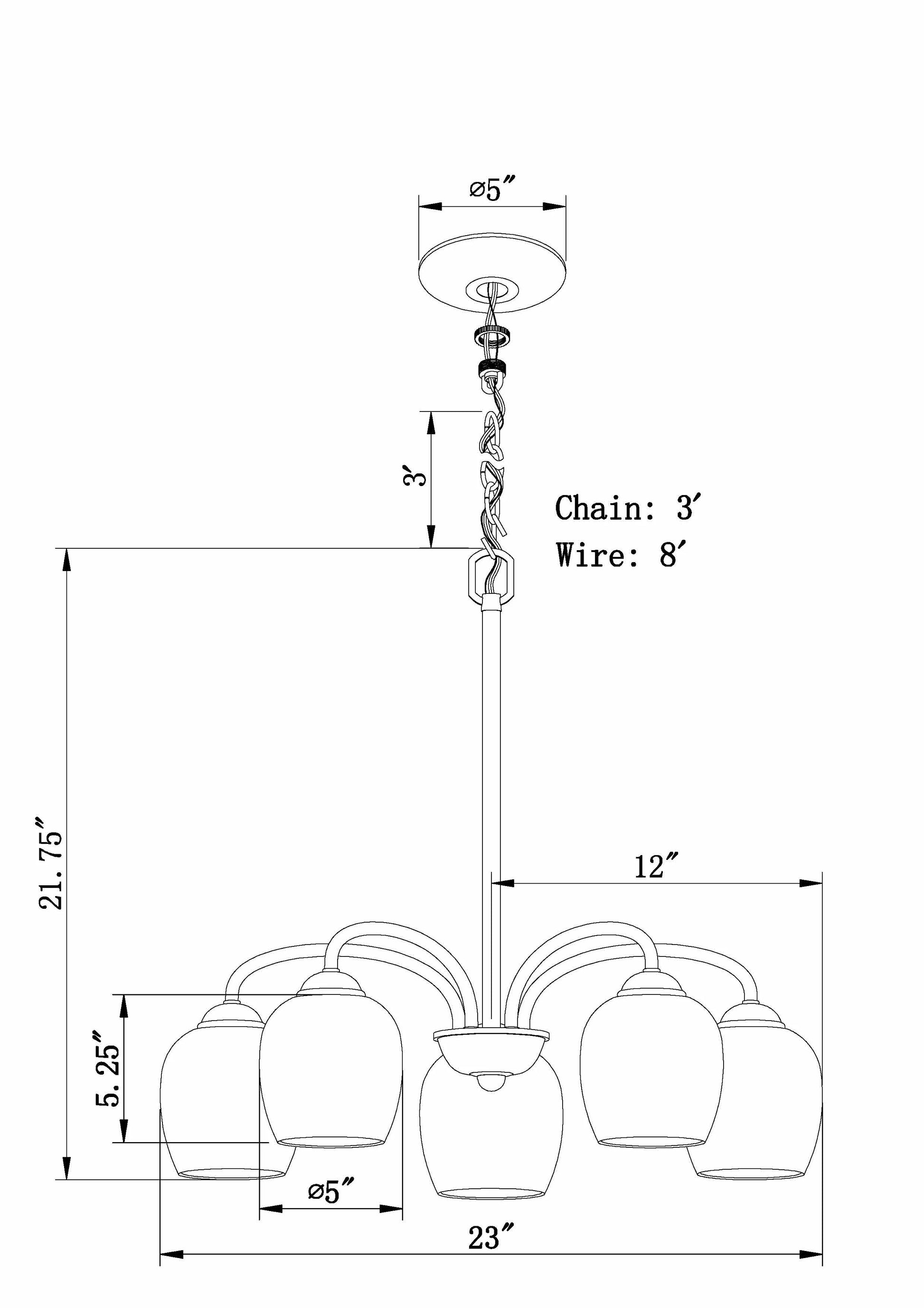 2636-05-32-Forte Lighting-Felton - 5 Light Chandelier-21.75 Inches Tall and 23 Inches Wide-Antique Bronze Finish -Traditional Installation