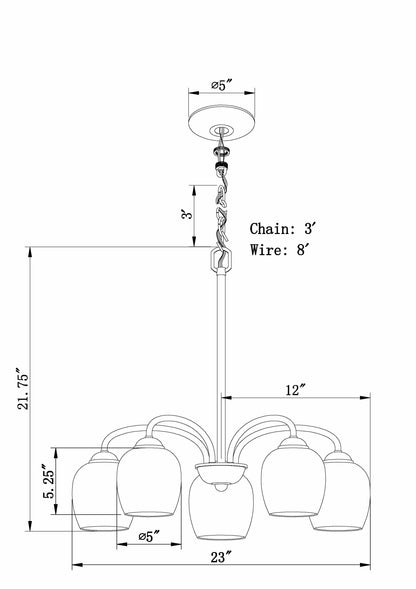 2636-05-32-Forte Lighting-Felton - 5 Light Chandelier-21.75 Inches Tall and 23 Inches Wide-Antique Bronze Finish -Traditional Installation