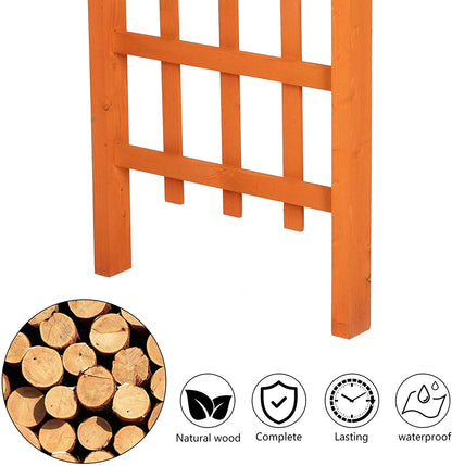 Galaxera 85in Wooden Arbor, Wedding Arch for Ceremony, Wood Trellis for Plant Climbing, Christmas Decor Pergola for Garden Backyard, Lawn (Teak)