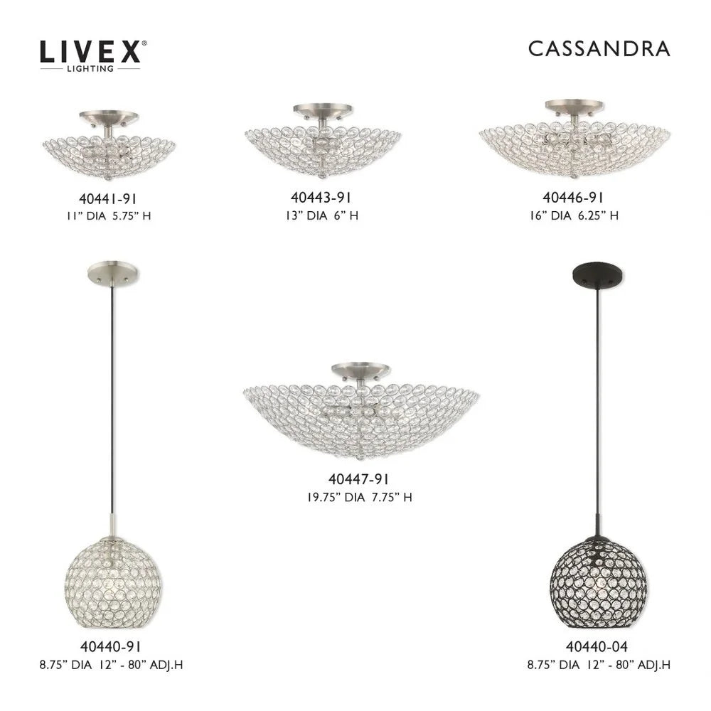Livex Lighting - Cassandra - 2 Light Semi-Flush Mount in Glam Style - 11 Inches